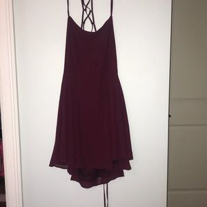 Maroon dress with tie up back